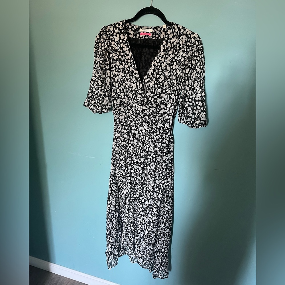Floral Nautical Black and White Dress Midi Dress